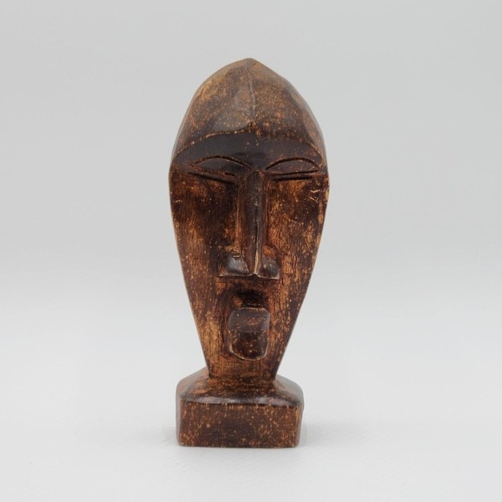 Vintage Hand Carved Wood Mask Bust Ghana African Heritage Collection Tribal Head